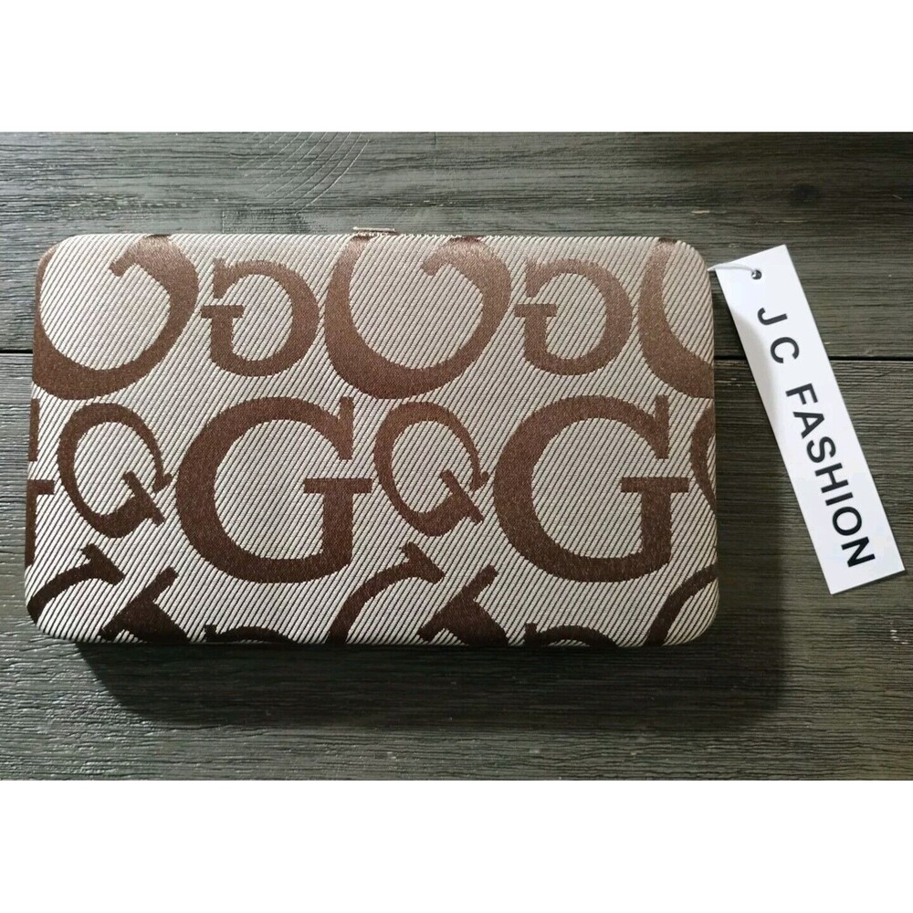 JC Fashion Brown Signature G Large Hard Wallet New